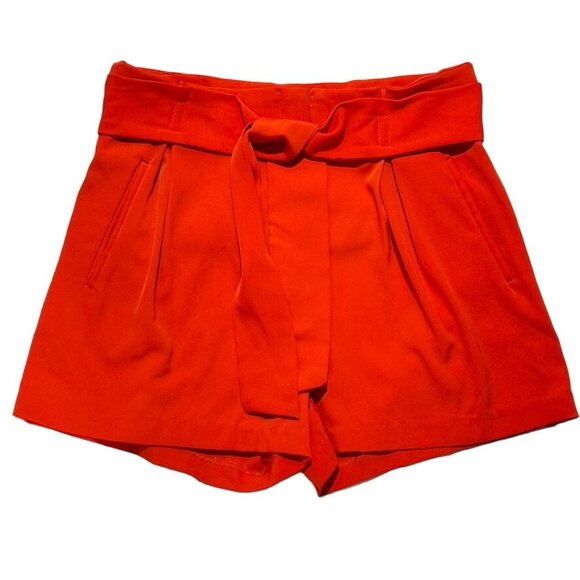 ROLYPOLY Women's High-Waisted Red Shorts Belted Stretch Cotton Blend Zips Size M - Picture 5 of 10